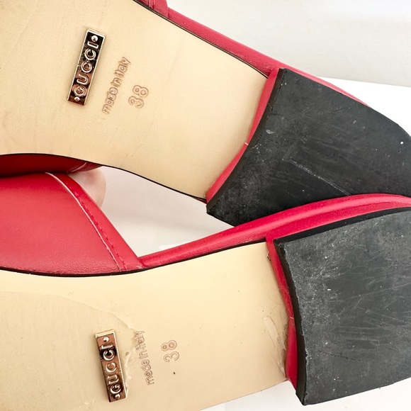 red slip on Mule horsebit style open toe flat sandal w 7.5 - Picture 5 of 7